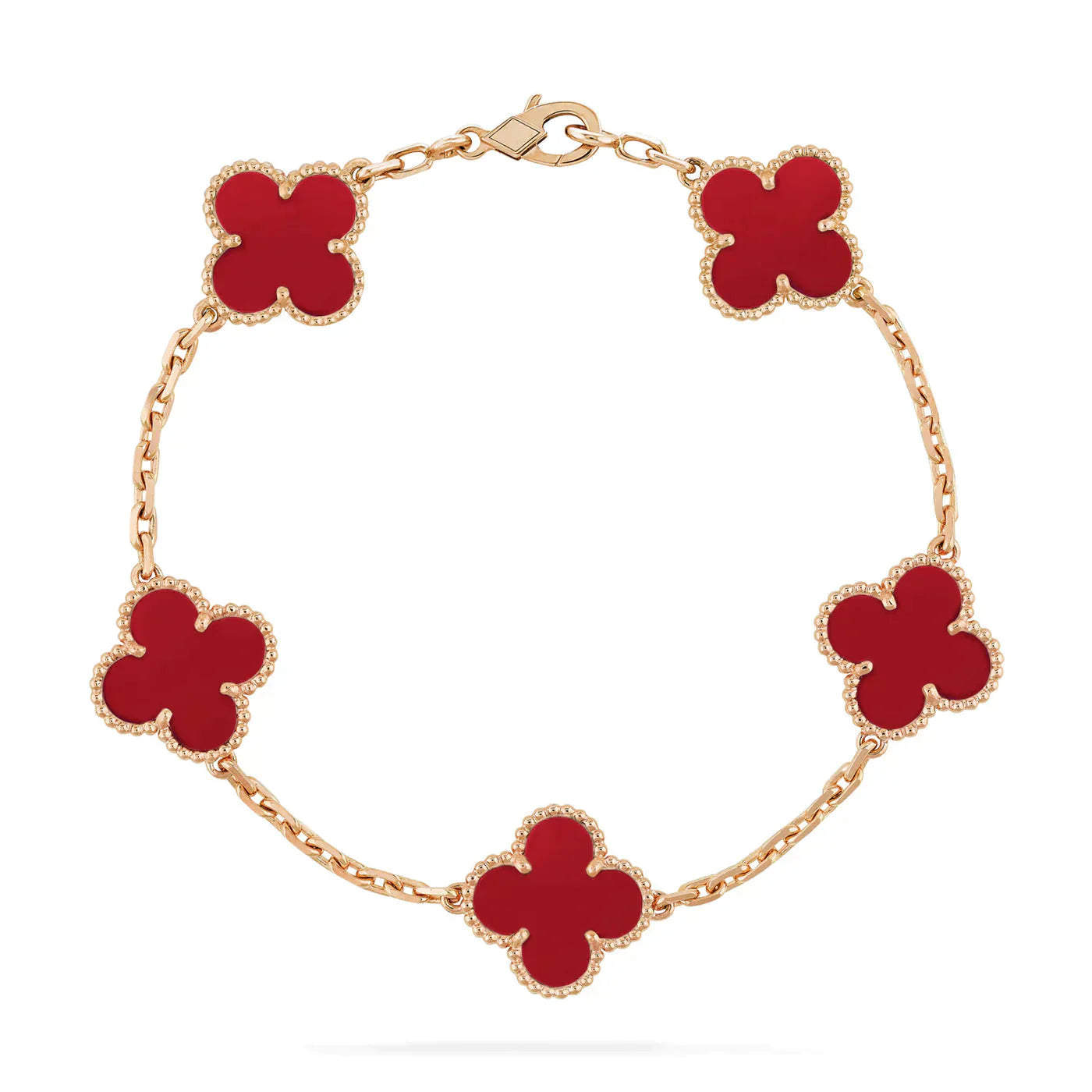 [Clover Jewelry]CLOVER 5 MOTIFS RED AGATE  BRACELET