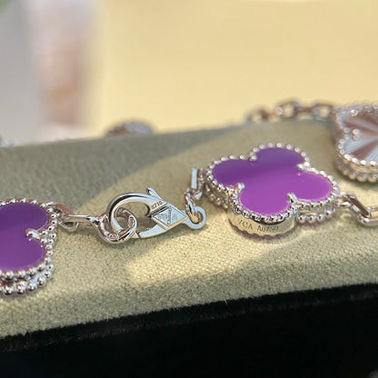 [Clover Jewelry]CLOVER  5 MOTIFS  PURPLE VIOLET BRACELET SILVER