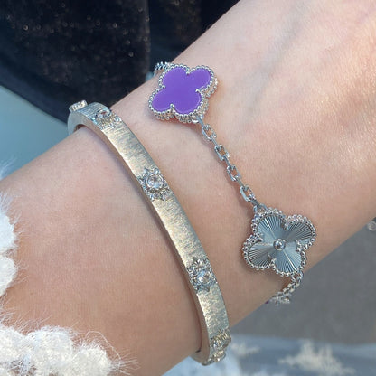 [Clover Jewelry]CLOVER  5 MOTIFS  PURPLE VIOLET BRACELET SILVER