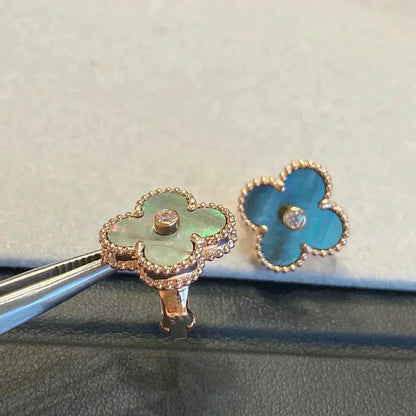 [Clover Jewelry]CLOVER MEDIUM 1 MOTIFS GRAY MOP  DIAMOND EARRINGS