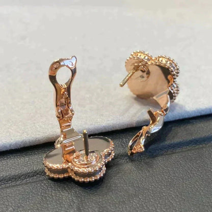 [Clover Jewelry]CLOVER MEDIUM 1 MOTIFS GRAY MOP  DIAMOND EARRINGS