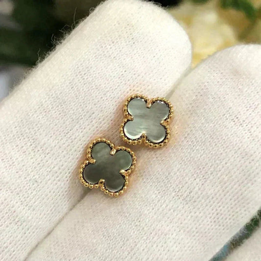 [Clover Jewelry]CLOVER MINI 9.5MM GRAY MOP EARRINGS