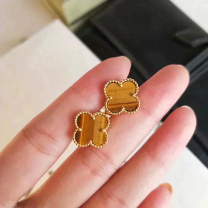 [Clover Jewelry]CLOVER MEDIUM 1 MOTIFS TIGER EYE EARRINGS