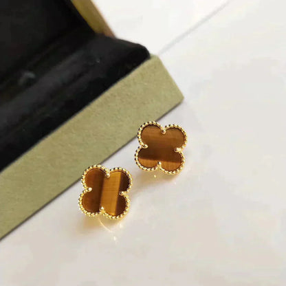 [Clover Jewelry]CLOVER MEDIUM 1 MOTIFS TIGER EYE EARRINGS