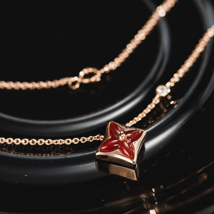 [Clover Jewelry]STAR NECKLACE PINK GOLD 1 DIAMOND