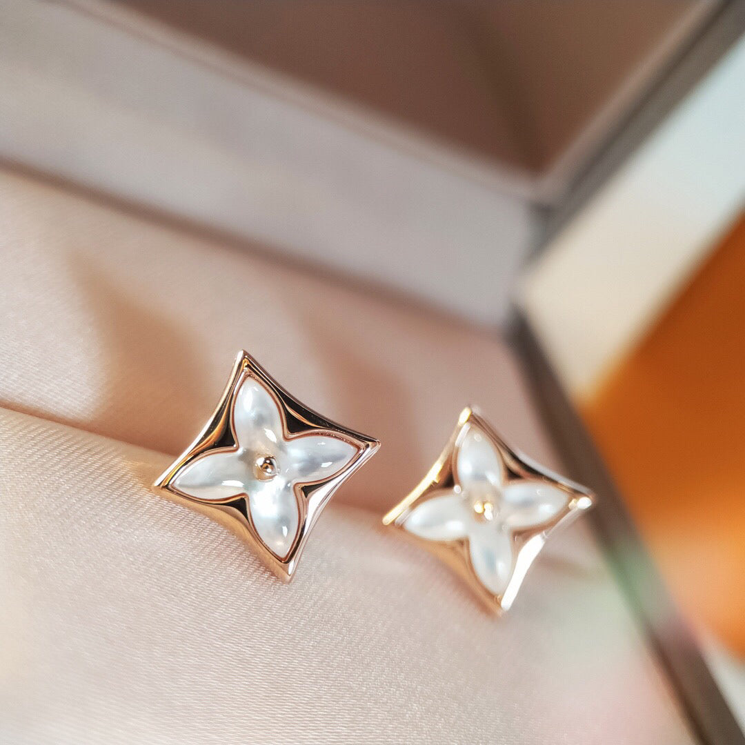 [Clover Jewelry]STAR MOP PINK GOLD EARRINGS
