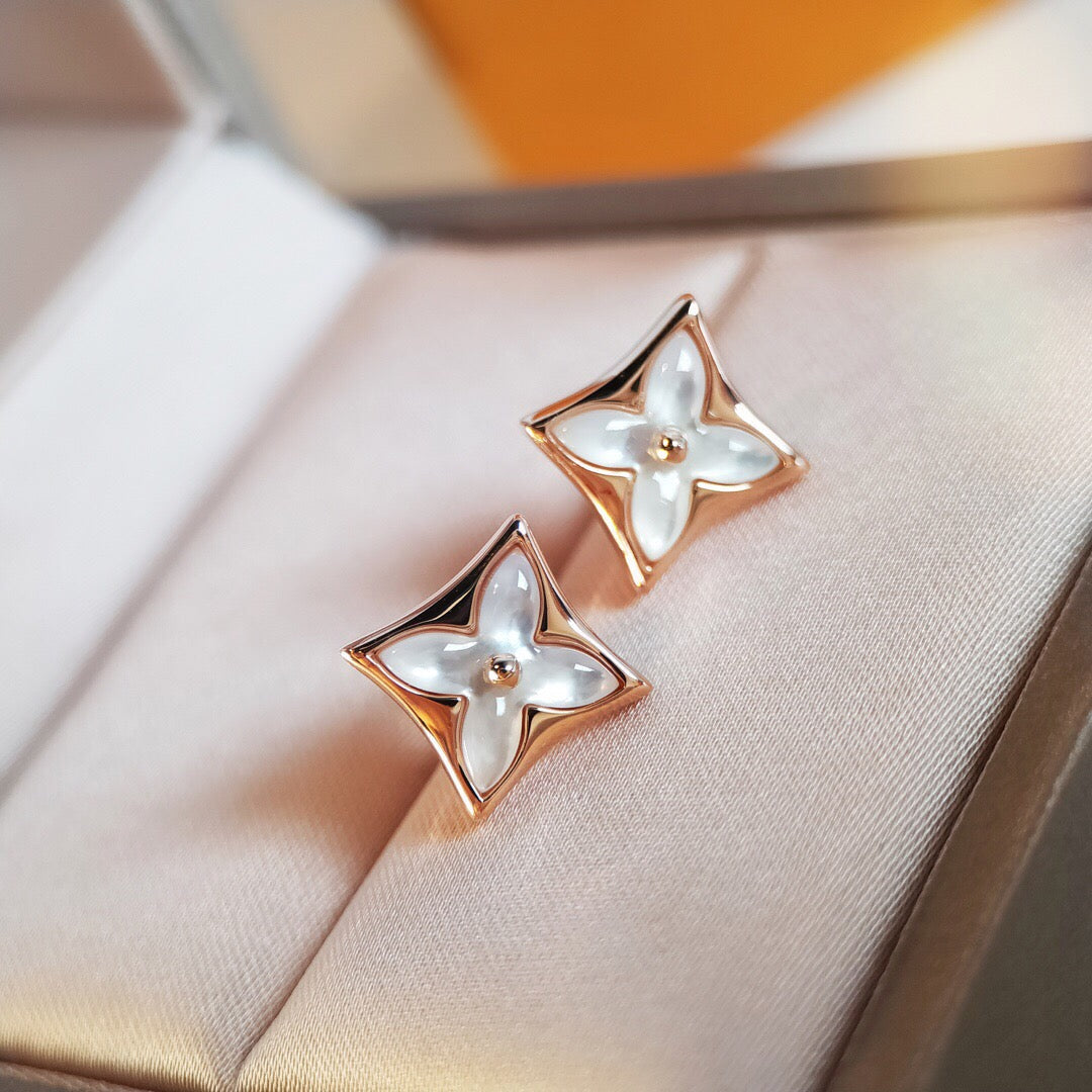 [Clover Jewelry]STAR MOP PINK GOLD EARRINGS