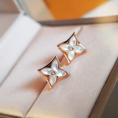 [Clover Jewelry]STAR MOP PINK GOLD EARRINGS