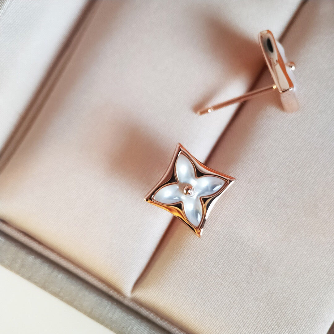 [Clover Jewelry]STAR MOP PINK GOLD EARRINGS