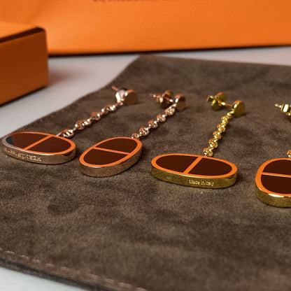 [Clover Jewelry]CHAINE VERSO BLACK CERAMIC EARRINGS