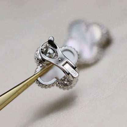 [Clover Jewelry]CLOVER MEDIUM 1 MOTIFS  WHITE MOP EARRINGS SILVER