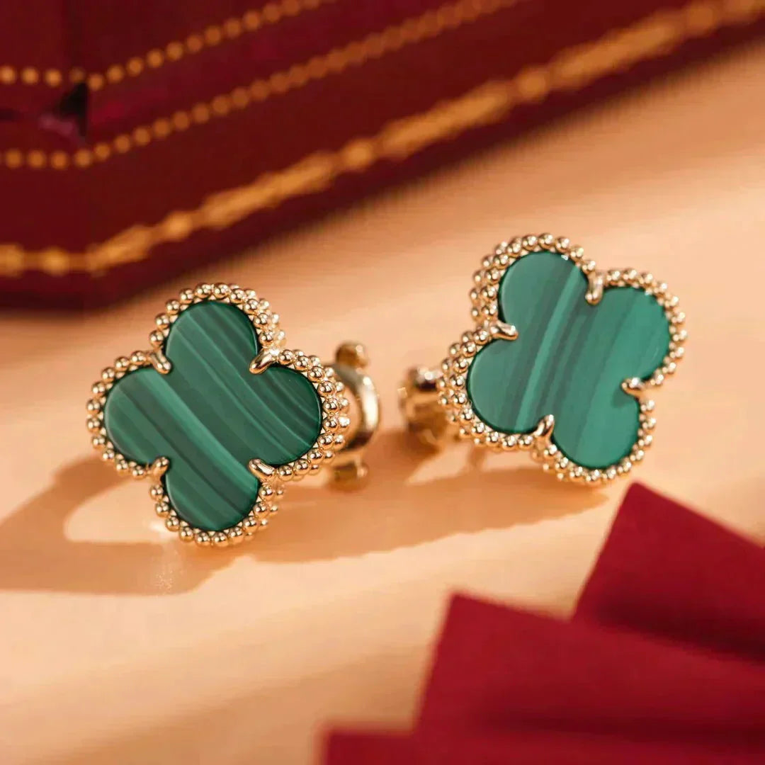 [Clover Jewelry]CLOVER MEDIUM 1 MOTIFS MALACHITE  EARRINGS