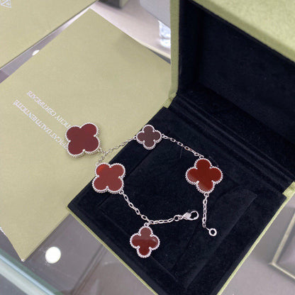[Clover Jewelry]CLOVER 5 MOTIFS SIVLER CARNELIAN BRACELET