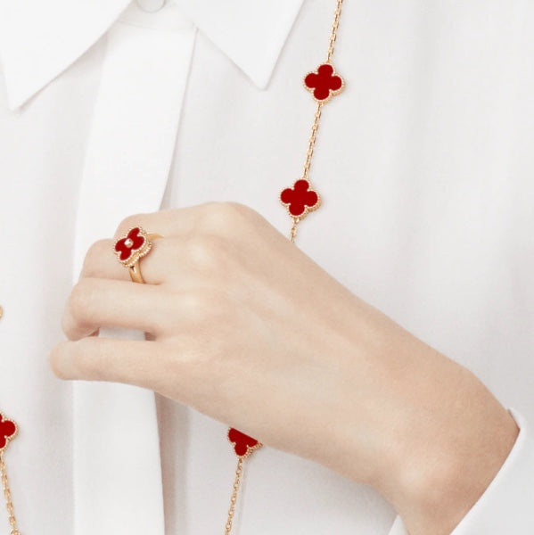 [Clover Jewelry]CLOVER CARNELIAN RING ROSE GOLD DIAMOND