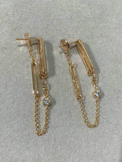 [Clover Jewelry]CHAINE CHAOS DIAMOND DROP EARRINGS