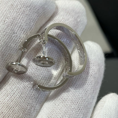 [Clover Jewelry]LOVE DIAMOND SILVER HOOP EARRINGS