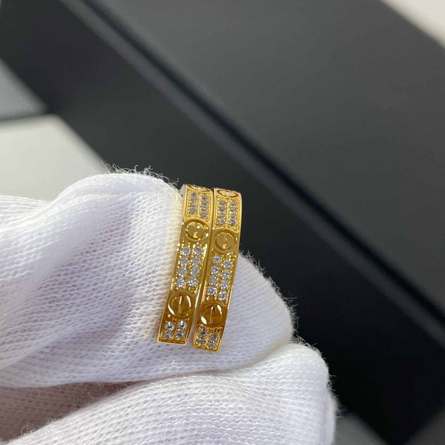 [Clover Jewelry]LOVE DIAMOND GOLD HOOP EARRINGS