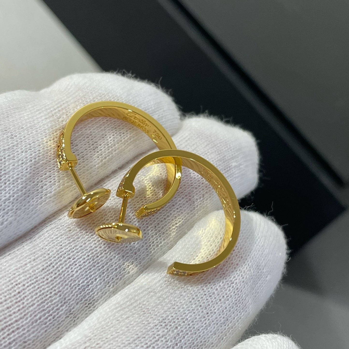 [Clover Jewelry]LOVE DIAMOND GOLD HOOP EARRINGS