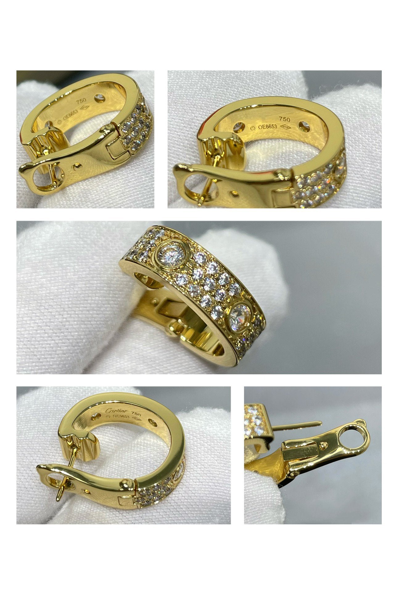 [Clover Jewelry]LOVE 5.5MM DIAMOND PAVED EARRINGS