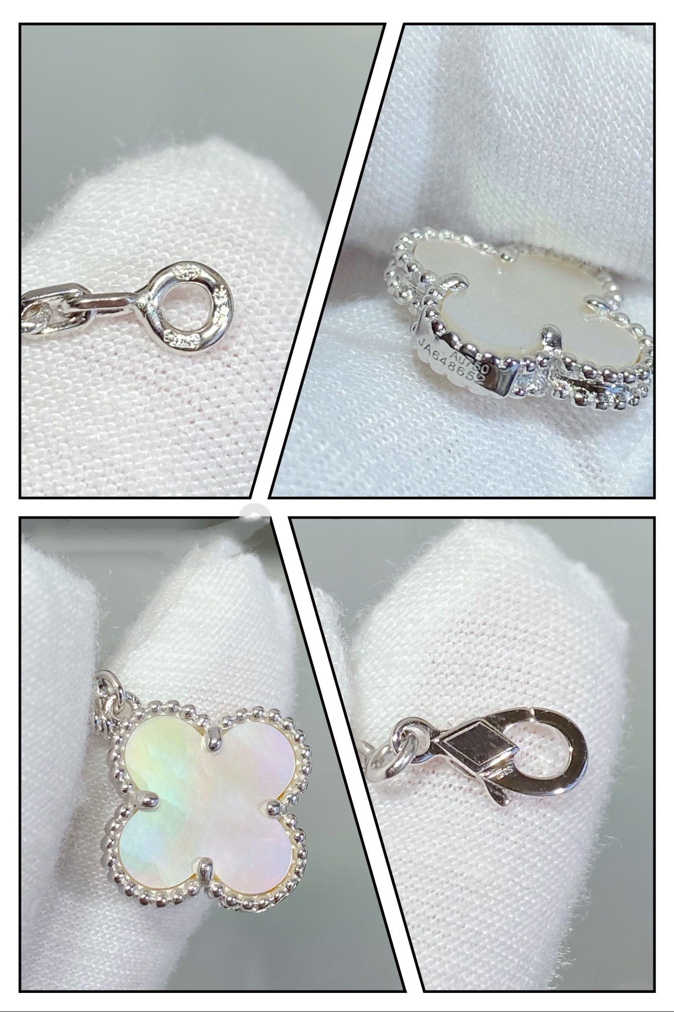 [Clover Jewelry]CLOVER 5 MOTIF WHITE MOP SILVER BRACELET