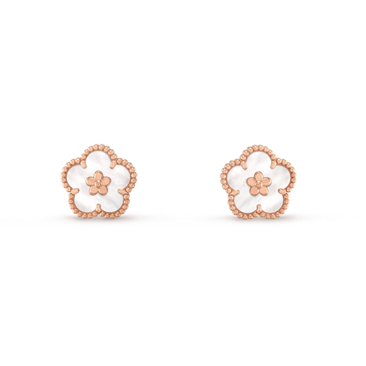 [Clover Jewelry]LUCKY PINK GOLD WHITE MOP EARRINGS