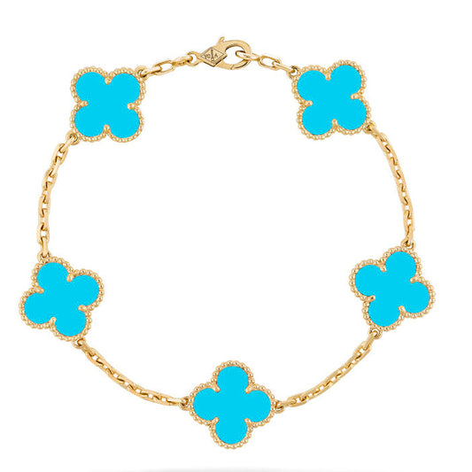 [Clover Jewelry]CLOVER 5 MOTIFS TURQUOISE BRACELET