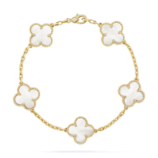 [Clover Jewelry]CLOVER  5 MOTIF WHITE MOP BRACELET
