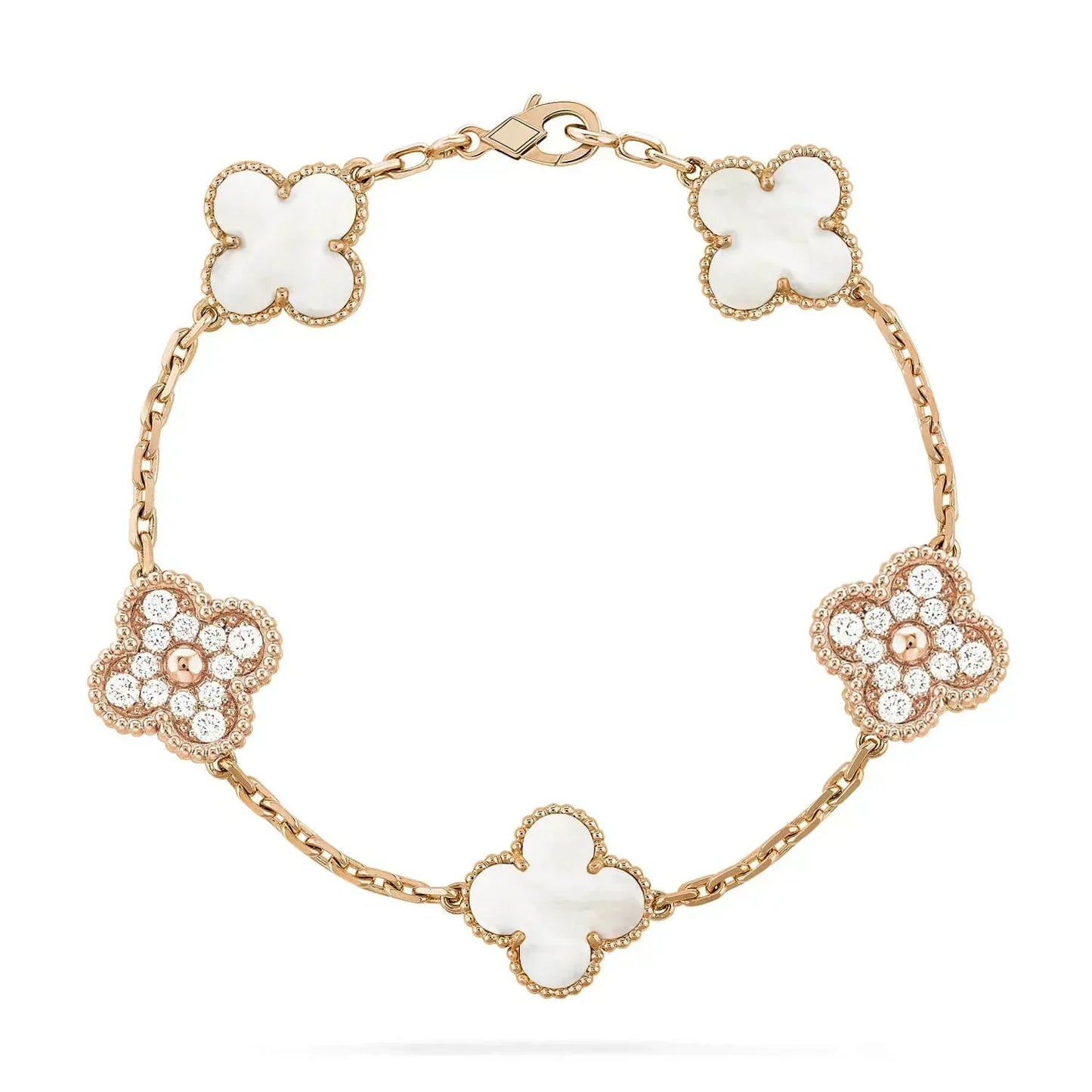 [Clover Jewelry]CLOVER BRACELET 5 MOTIF WHITE MOP DIAMOND