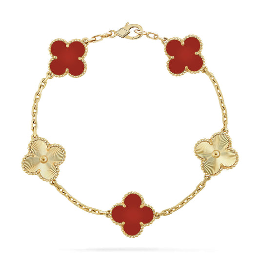 [Clover Jewelry]CLOVER  5 MOTIFS CARNELIAN GOLD BRACELET