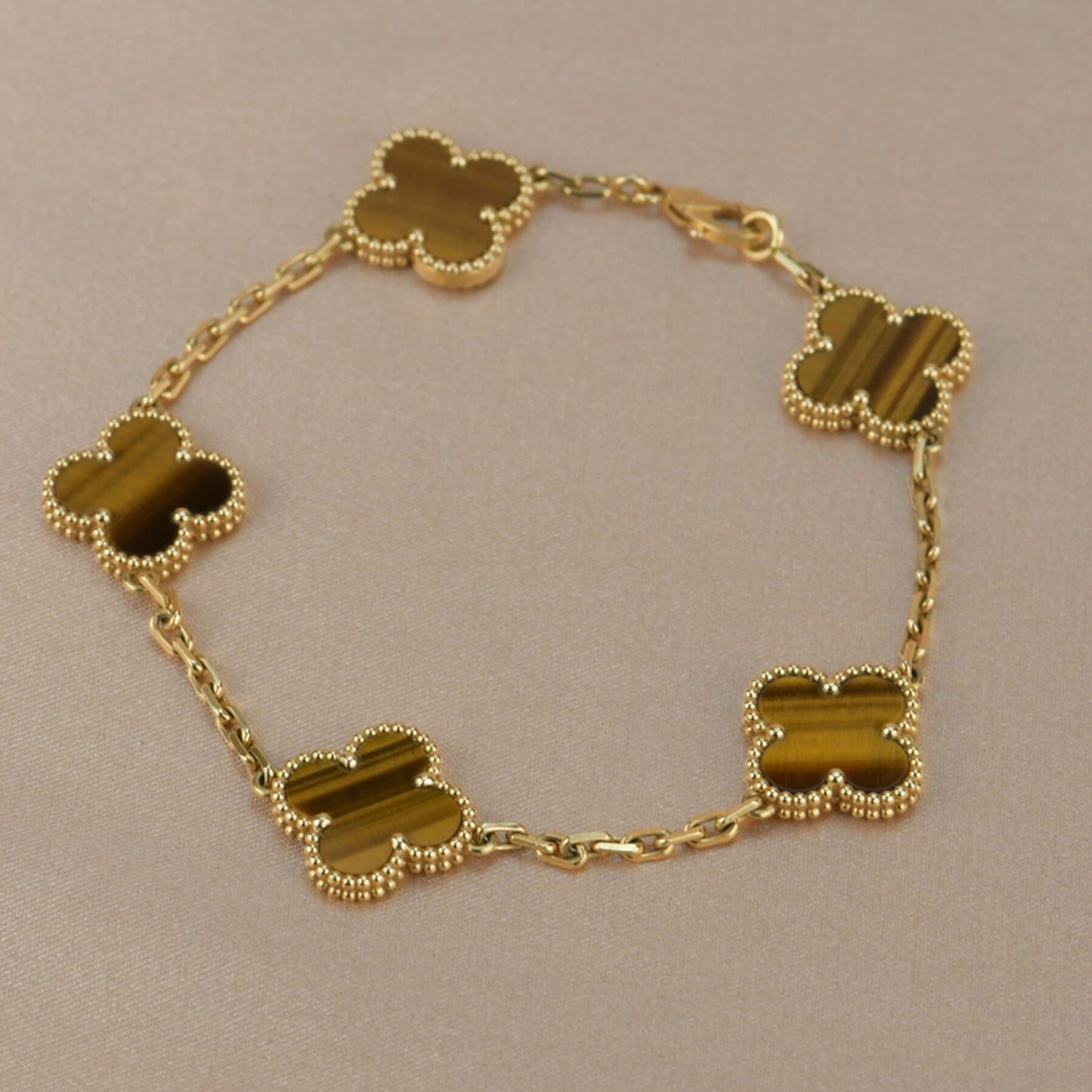 [Clover Jewelry]CLOVER  5 MOTIFS TIGER EYE BRACELET