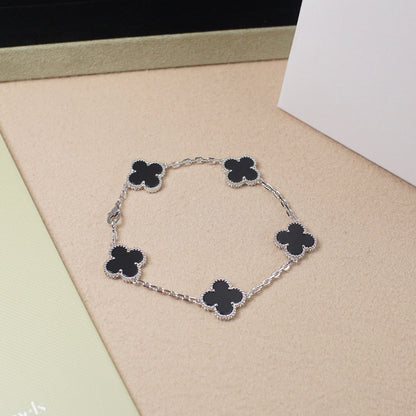 [Clover Jewelry]CLOVER 5 MOTIF ONYXS  BRACELET SILVER