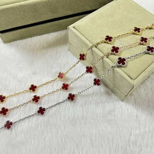 [Clover Jewelry]CLOVER 6 MOTIF RED AGATE BRACELET