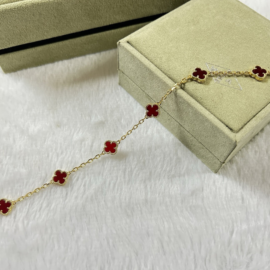 [Clover Jewelry]CLOVER 6 MOTIF RED AGATE BRACELET