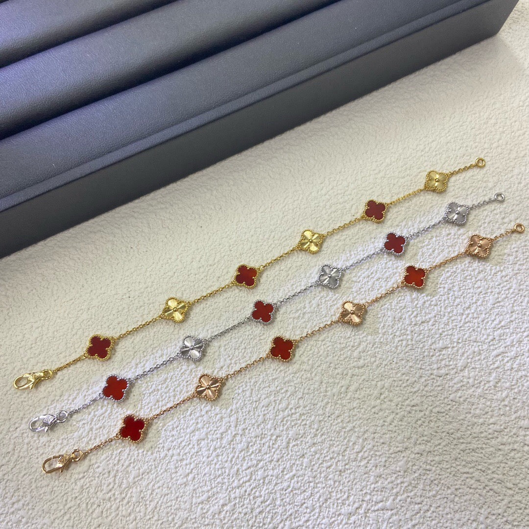 [Clover Jewelry]CLOVER 6 MOTIF RED AGATE LASER BRACELET