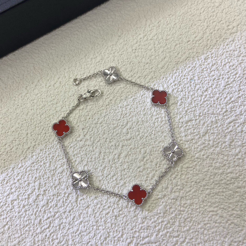 [Clover Jewelry]CLOVER 6 MOTIF RED AGATE LASER BRACELET