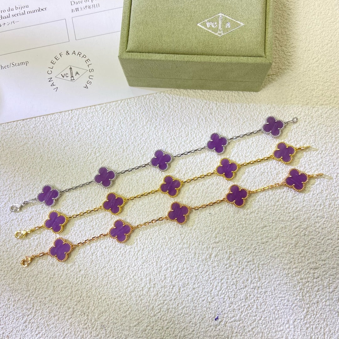 [Clover Jewelry]CLOVER  5 MOTIFS  PURPLE VIOLET BRACELET
