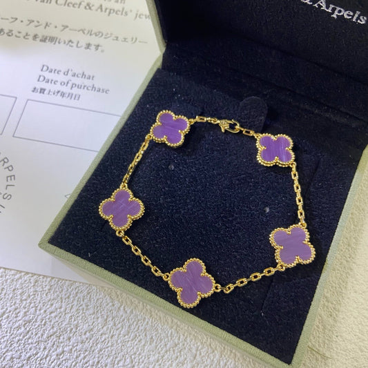 [Clover Jewelry]CLOVER  5 MOTIFS  PURPLE VIOLET BRACELET