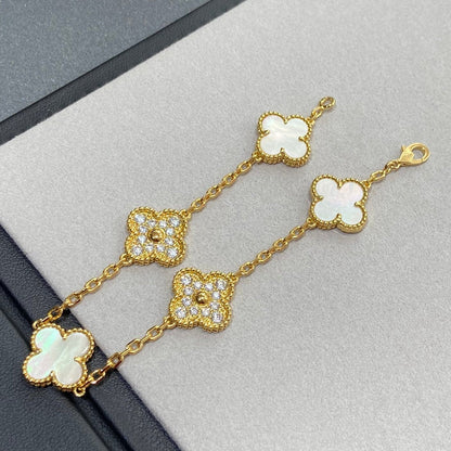 [Clover Jewelry]CLOVER BRACELET 5 MOTIF WHITE MOP DIAMOND