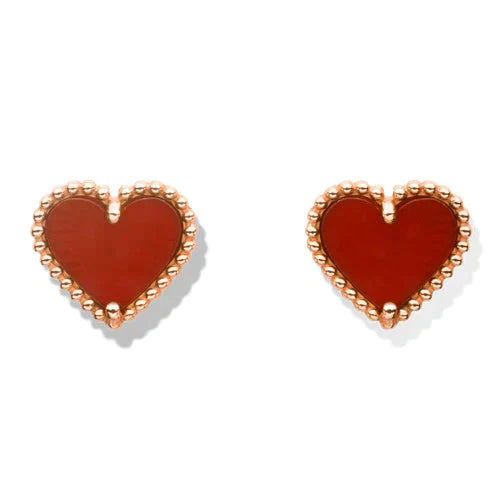 [Clover Jewelry]HEART CARNELIAN STUD EARRINGS