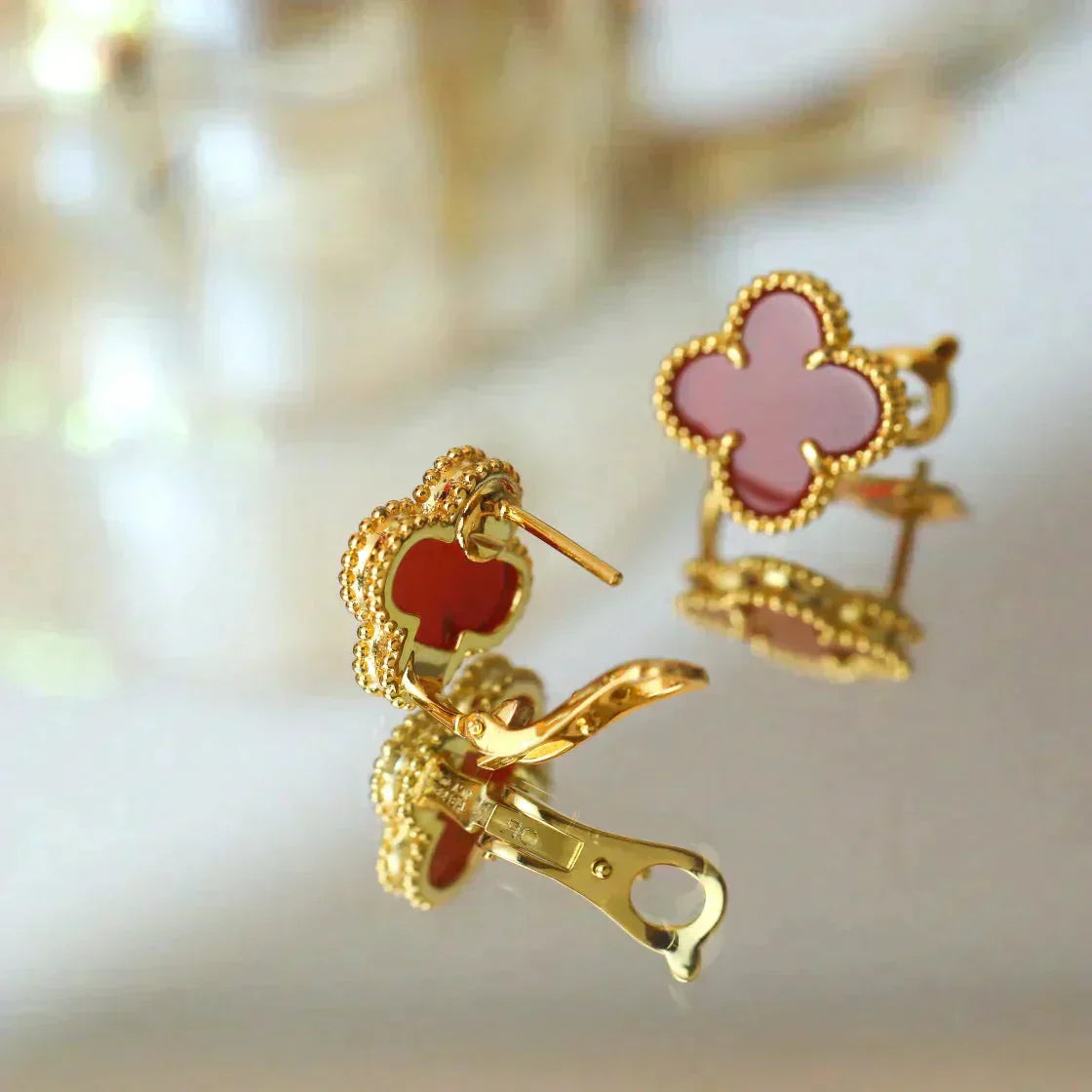 [Clover Jewelry]CLOVER MEDIUM 1 MOTIFS CARNELIAN  EARRINGS