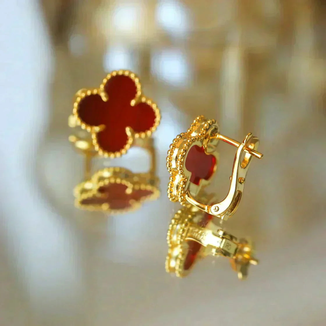 [Clover Jewelry]CLOVER MEDIUM 1 MOTIFS CARNELIAN  EARRINGS
