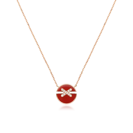 [Clover Jewelry]JEUX DE ROSE GOLD DIAMOND NECKLACE