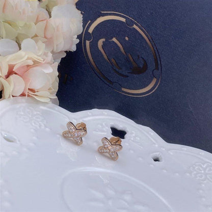 [Clover Jewelry]JEUX DE PINK GOLD DIAMOND EARRINGS