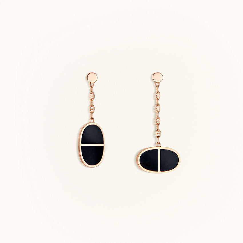 [Clover Jewelry]CHAINE VERSO BLACK CERAMIC EARRINGS