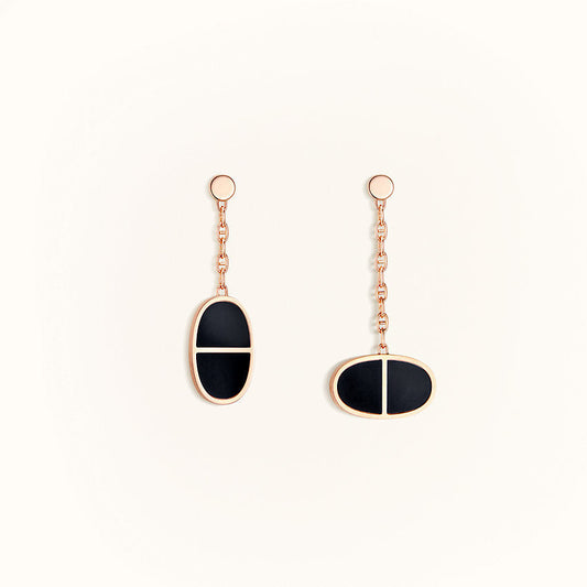 [Clover Jewelry]CHAINE VERSO BLACK CERAMIC EARRINGS