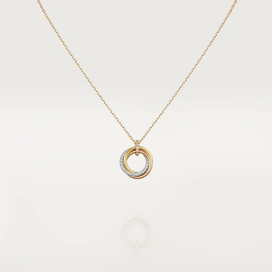 [Clover Jewelry]TRINITY NECKLACE SILVER GOLD PINK GOLD DIAMONDS