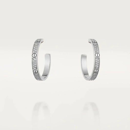 [Clover Jewelry]LOVE DIAMOND SILVER HOOP EARRINGS