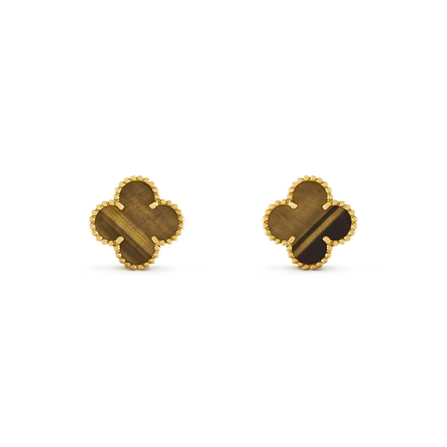 [Clover Jewelry]CLOVER MEDIUM 1 MOTIFS TIGER EYE EARRINGS